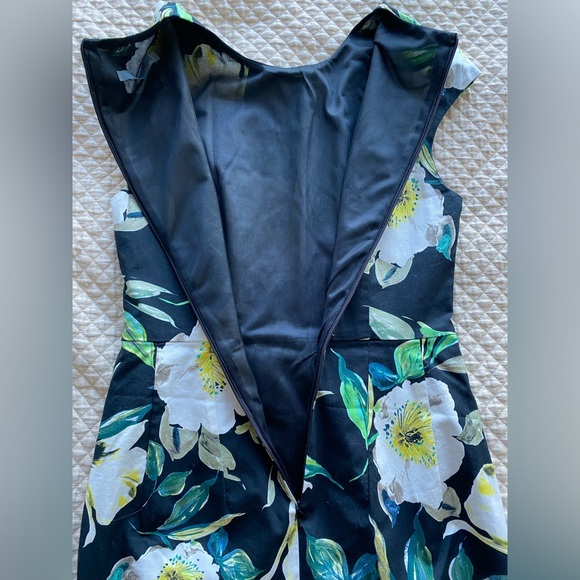 Y2K Floral Black Dress bodycon back zipper Size S/M EUC - Picture 4 of 12